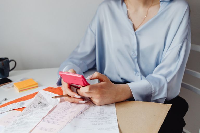 A woman doing bookkeeping